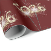 Papier Cadeau Graduation 2026 Sparklers On Maroon (Coin rond)