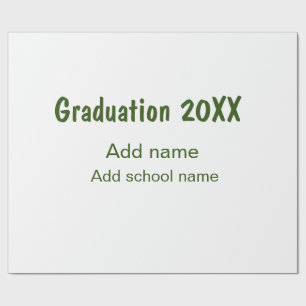 Papier Cadeau Graduation 20XX ajouter nom année école vert moder