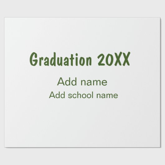 Papier Cadeau Graduation 20XX ajouter nom année école vert moder (Plat)