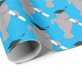 Papier Cadeau Graduation amusant animal Manatee (Coin rond)