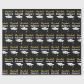 Papier Cadeau Graduation Black White and Gold Name Mastered It (Plat)