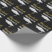 Papier Cadeau Graduation Black White and Gold Name Mastered It (Coin)