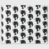 Papier Cadeau Graduation Black White Girl Silhouette (Plat)