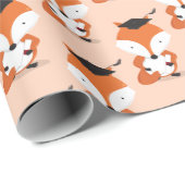 Papier Cadeau Graduation Fun Animal Fox (Coin rond)