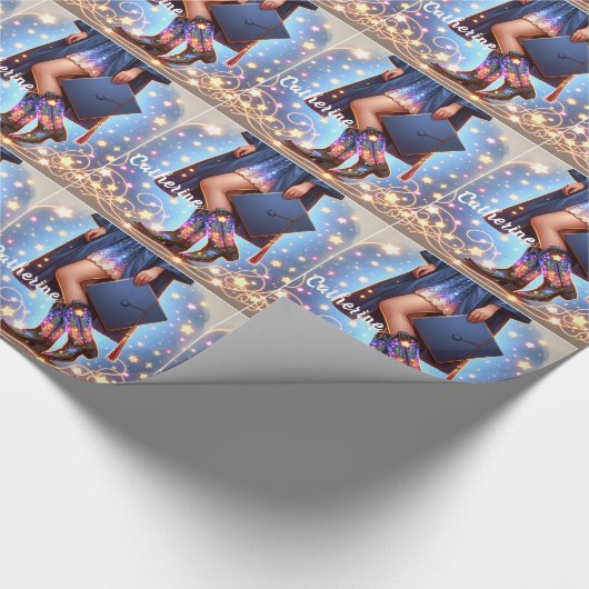 Papier Cadeau Graduation Girl with Cowboy Boots Custom (Coin)