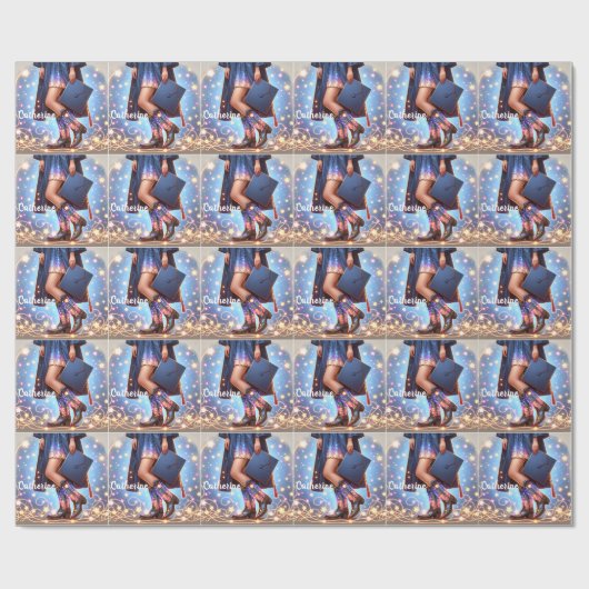 Papier Cadeau Graduation Girl with Cowboy Boots Custom (Plat)