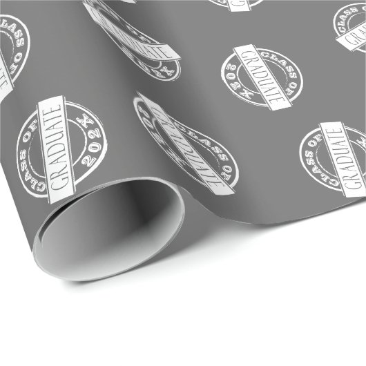 Papier Cadeau Graduation Gris sur mesure (Coin rond)