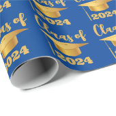 Papier Cadeau Graduation Maroon Metallic Gold Classe Année (Coin rond)