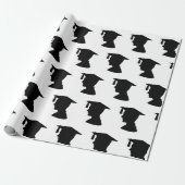 Papier Cadeau Graduation Noir Blanc Homme Silhouette (Déroulé)