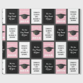 Papier Cadeau Graduation personnalisable rose (Plat)