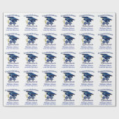 Papier Cadeau Graduation Personnalisée Bleu & Or (Plat)