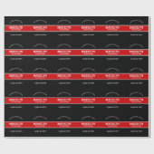 Papier Cadeau Graduation personnalisée en noir et rouge (Plat)