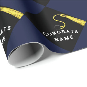 Papier Cadeau Graduation personnalisée Marine Bleue