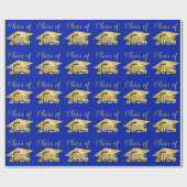 Papier Cadeau Graduation Royal Blue Metallic Gold Classe Année (Plat)