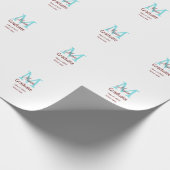 Papier Cadeau Gradué ajouter nom monogramme vert rose simple min (Coin)