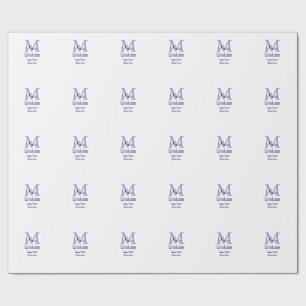 Papier Cadeau Gradué ajouter nom monogramme violet simple m mini