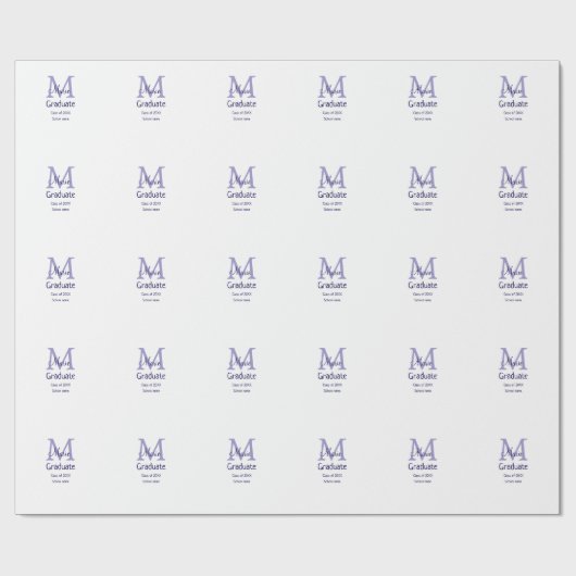 Papier Cadeau Gradué ajouter nom monogramme violet simple m mini (Plat)