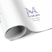 Papier Cadeau Gradué ajouter nom monogramme violet simple m mini (Coin rond)