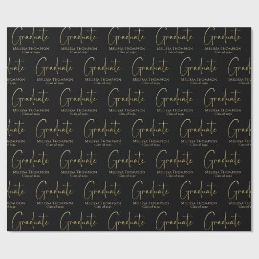 Papier Cadeau Gradué Gold Calligraphie Script moderne (Plat)
