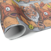 Papier Cadeau Graffiti à poisson orange bizarre (Coin rond)