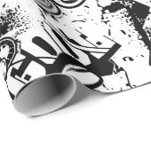 Papier Cadeau Graffiti Abstrait en noir et blanc  (Coin rond)