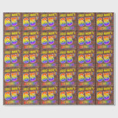 Papier Cadeau Graffiti arc-en-ciel Look 65E ANNIVERSAIRE! & Nom (Plat)