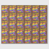 Papier Cadeau Graffiti arc-en-ciel Look 66E ANNIVERSAIRE! & Nom (Plat)