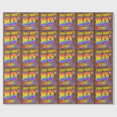 Papier Cadeau Graffiti arc-en-ciel Look 80E ANNIVERSAIRE! & Nom (Plat)