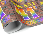 Papier Cadeau Graffiti Arc en ciel Regardez 41E ANNIVERSAIRE ! & (Coin rond)