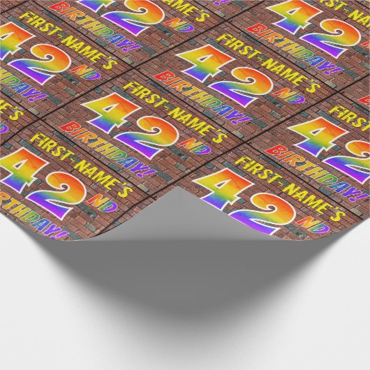 Papier Cadeau Graffiti arc-en-ciel Regardez 42E ANNIVERSAIRE ! & (Coin)