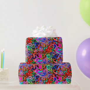 Papier Cadeau Graffiti avec bleu, rouge, vert et violet