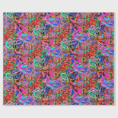 Papier Cadeau Graffiti avec bleu, rouge, vert et violet (Plat)