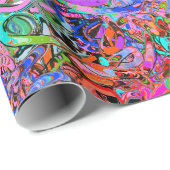 Papier Cadeau Graffiti avec bleu, rouge, vert et violet (Coin rond)