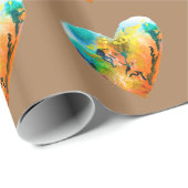 Papier Cadeau Graffiti coeur aquarelle art (Coin rond)