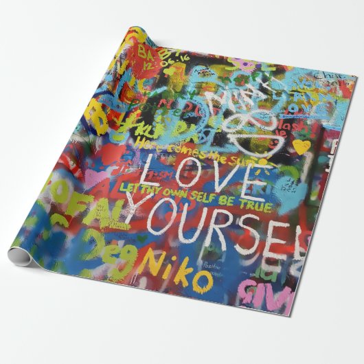 Papier Cadeau Graffiti coloré, (Déroulé)
