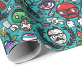 Papier Cadeau Graffiti coloré, (Coin rond)