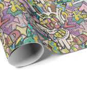 Papier Cadeau Graffiti coloré, (Coin rond)