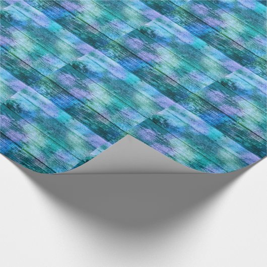 Papier Cadeau Graffiti de clôture en bois violet bleu vert turqu (Coin)