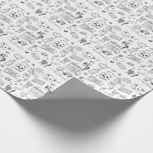 Papier Cadeau Graffiti Doodles : Punk Music Scribble (Coin)