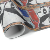 Papier Cadeau Graffiti Géant Doux Pandas (Coin rond)