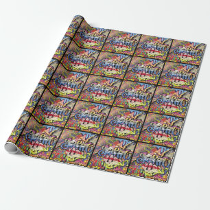 Papier Cadeau Graffiti griffé, rayé ou briques PEINTES