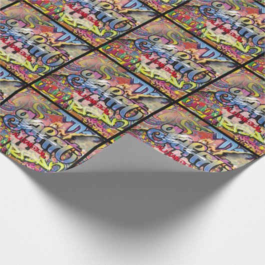 Papier Cadeau Graffiti griffé, rayé ou briques PEINTES (Coin)