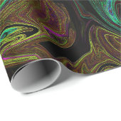 Papier Cadeau Graffiti Liquide Jaune (Coin rond)