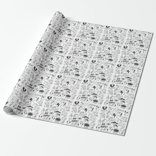 Papier Cadeau Graffiti mignon : Doodle Art Set. (Déroulé)