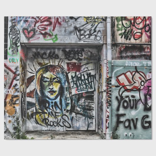 Papier Cadeau Graffiti Moderne Cool urbain Art de rue (Plat)