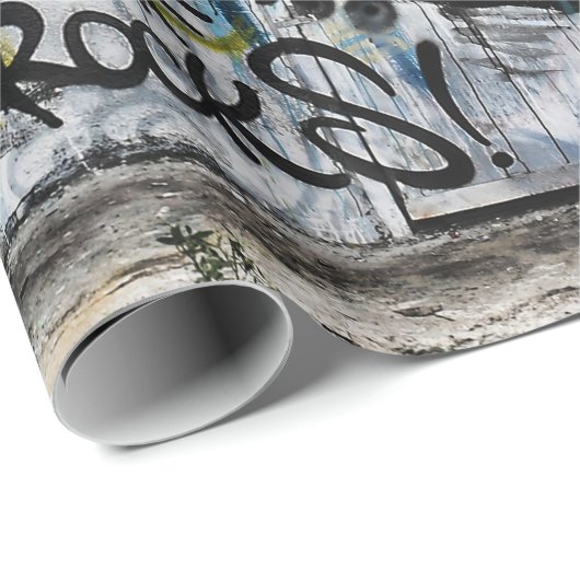 Papier Cadeau Graffiti Moderne Cool urbain Art de rue (Coin rond)