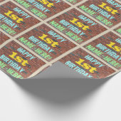 Papier Cadeau Graffiti murale en briques inspiré 1er anniversair (Coin)