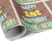 Papier Cadeau Graffiti murale en briques inspiré 1er anniversair (Coin rond)