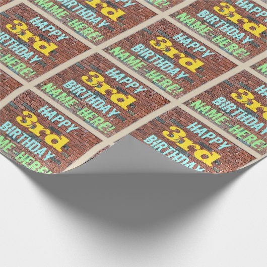 Papier Cadeau Graffiti murale en briques inspiré 3ème anniversai (Coin)