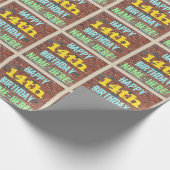 Papier Cadeau Graffiti muraux de briques inspiré 14e anniversair (Coin)